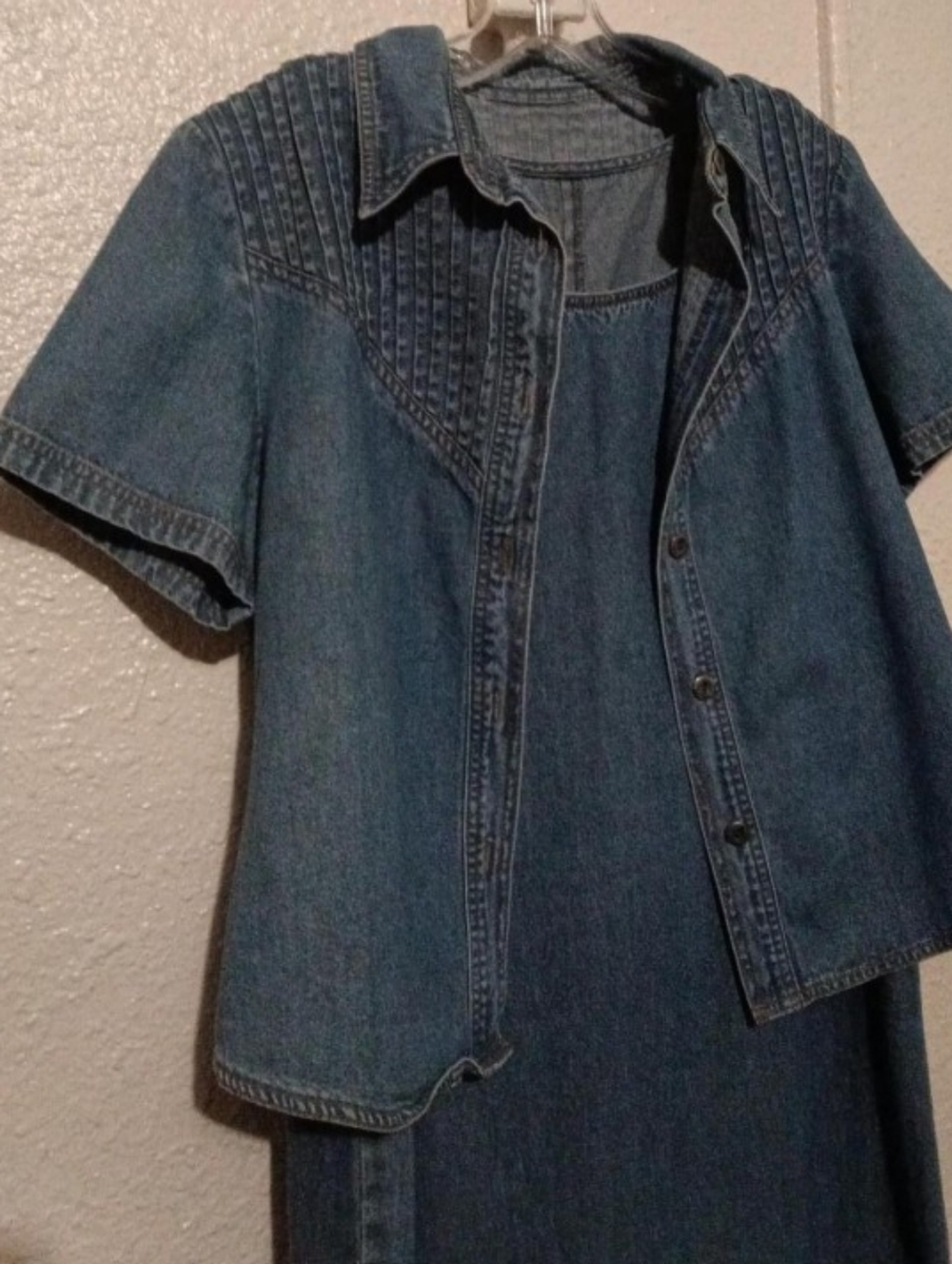 Classic Denim Two-Piece Dress Set in Medium Blue - Picture 4 of 7